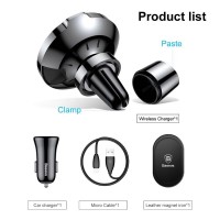 Baseus Car Mount Wireless Charger For iPhone X 8 Samsung Note 8 S8 S7 Fast Wireless Charging Magnetic Car Phone Holder Stand